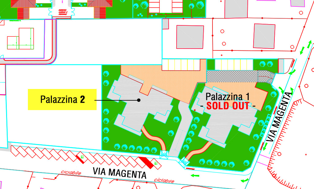 Planivolumetrico Palazzina 1 e 2 - Palazzo Magenta